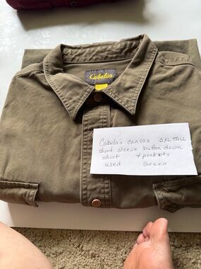 Cabela's Olive Green Short-Sleeve Canvas Shirt